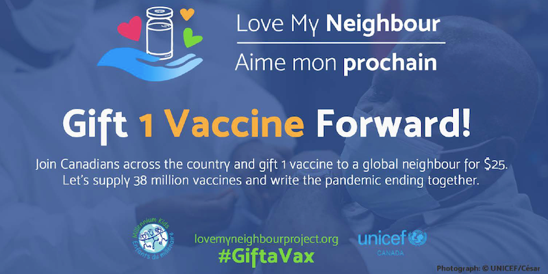 CANADIANS ASKED TO GIFT 1 VACCINE FORWARD