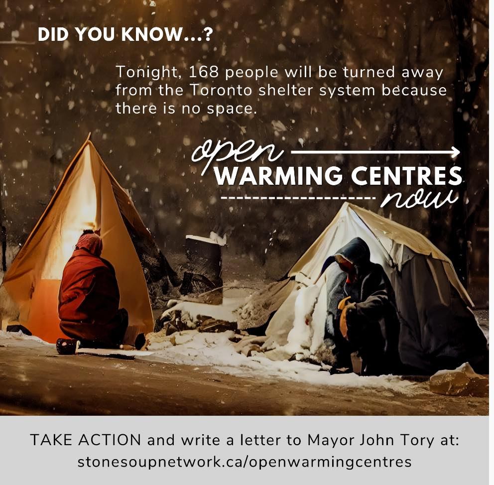 TAKE ACTION: Ask Toronto Mayor Tory to open emergency warming centres now