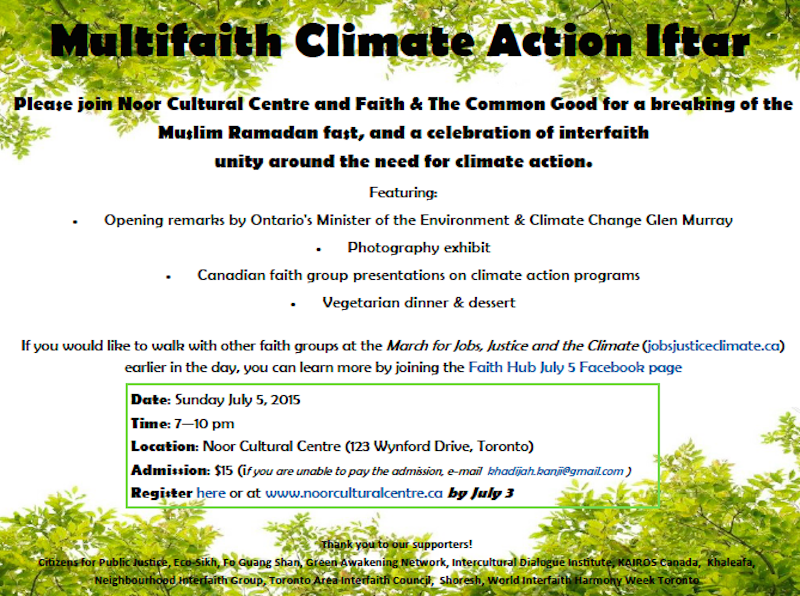 Toronto Multifaith Iftar to support climate justice