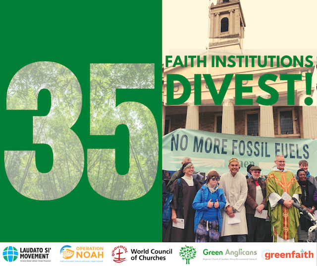 Over 35 Faith institutions announce a multi-millionaire divestment from fossil fuel companies