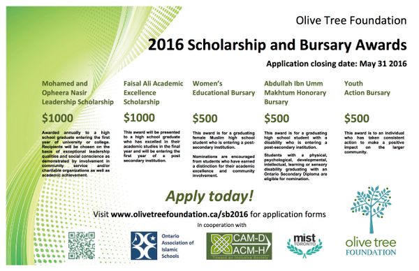 Olive Tree Foundation 2016 Scholarship and Bursary Awards Deadline May 31 2016