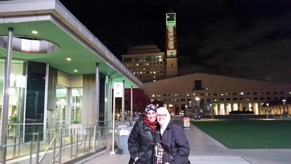Mississauga Clock Tower lit up green for Islamic History Month